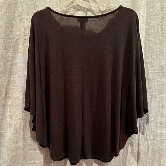 NWT Bay Studio Embroidered Brown Batwing Sleeve Poncho-Style Top Petite Medium - Picture 5 of 14